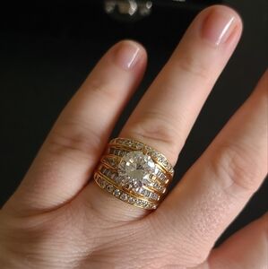 Gold Vermeil Sterling Ring With Cubic Zirconia